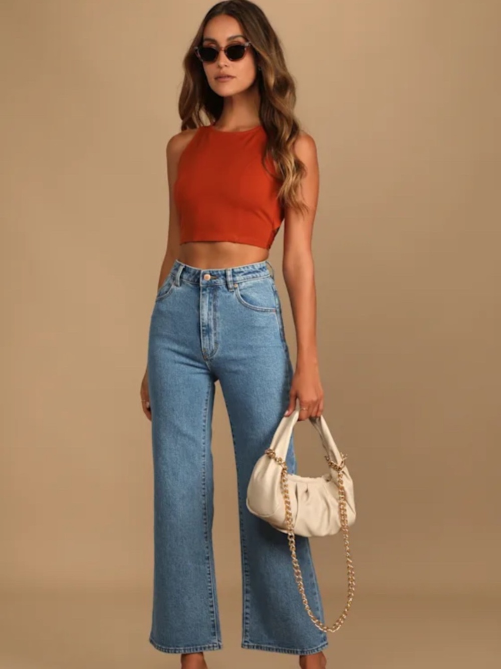 Lulus Let's Tie It Rust Orange Tie-back Cropped Tank Top - Size XS - Picture 3 of 5